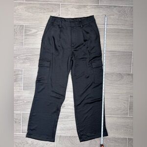 GAP women's Black Satin-finish wide leg Cargo Pants NWT size 4